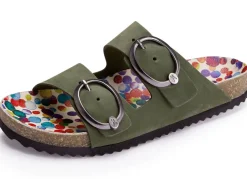 Andrea Conti Pantolette mit bunt bedrucktem Lederfußbett