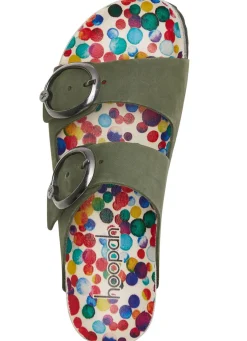 Andrea Conti Pantolette mit bunt bedrucktem Lederfußbett