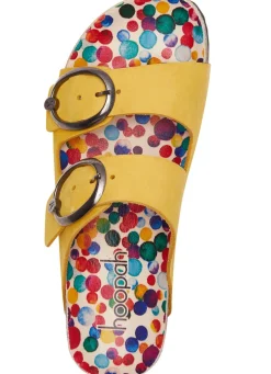 Andrea Conti Pantolette mit bunt bedrucktem Lederfußbett