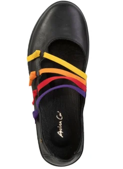 Andrea Conti Slipper mit bunten, dekorativ eingesetzten Gummizügen