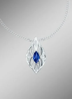 Anhänger mit Brillanten und echter blaue Safir