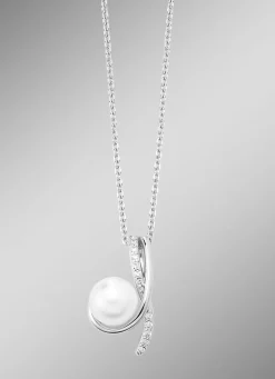 Anhänger mit Süßwasser-Zuchtperle und synth. Zirkonia