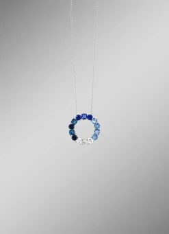 Anhänger mit synth. Zirkonia in Weiß und Blautönen