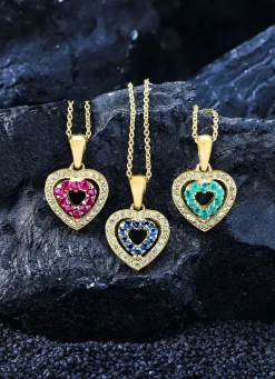 Anhänger mit synth. Zirkonia und roten Schmucksteinen