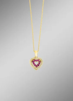 Anhänger mit synth. Zirkonia und roten Schmucksteinen