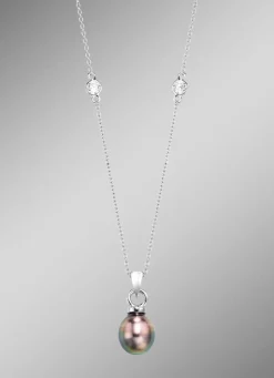 Anhänger mit Tahiti-Zuchtperle und synth. Zirkonia