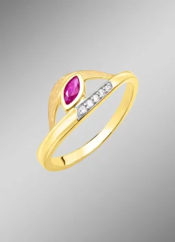 Attraktiver Damenring mit Rubin und Zirkonia