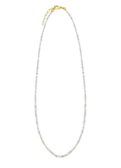 Außergewöhnliche Halskette mit Roh-Diamanten in Hellgrau