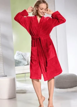 Bademantel in Kimonoform