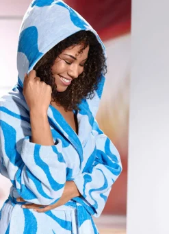 Bademantel mit Wellen-Dessin