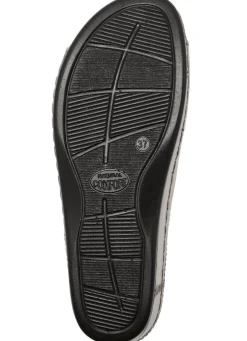 Bequeme Damen-Pantoletten, Weite G, mit Lederblüte