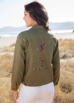 Bestickte Jeansjacke