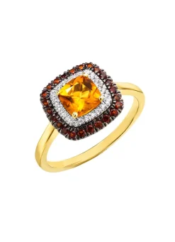 Bezaubernder Damenring mit Brillanten, Citrin und Granat