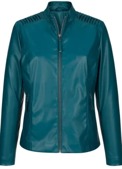 Blazer aus Lederimitat mit Biesenzier