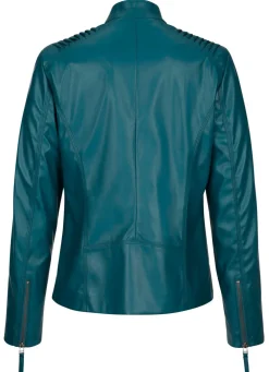 Blazer aus Lederimitat mit Biesenzier