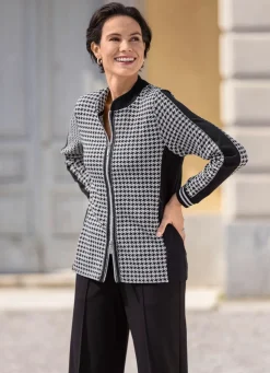 Blusenjacke mit Hahnentritt-Dessin