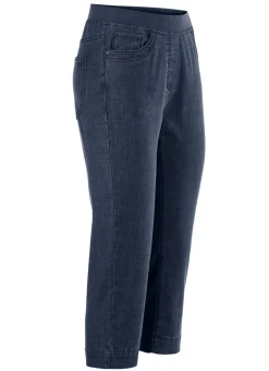 Caprijeans mit Strasssteinchenzier