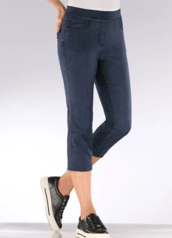 Caprijeans mit Strasssteinchenzier