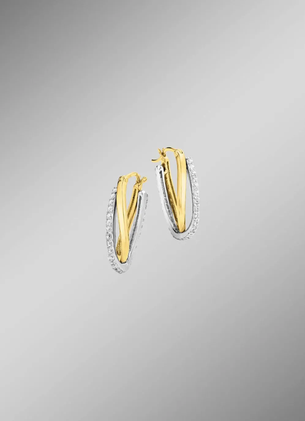 Creolen in Bicolor mit synth. Zirkonia