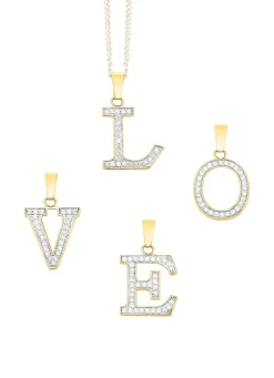 Damen-Buchstabenanhänger aus 375er Gold mit Zirkonia