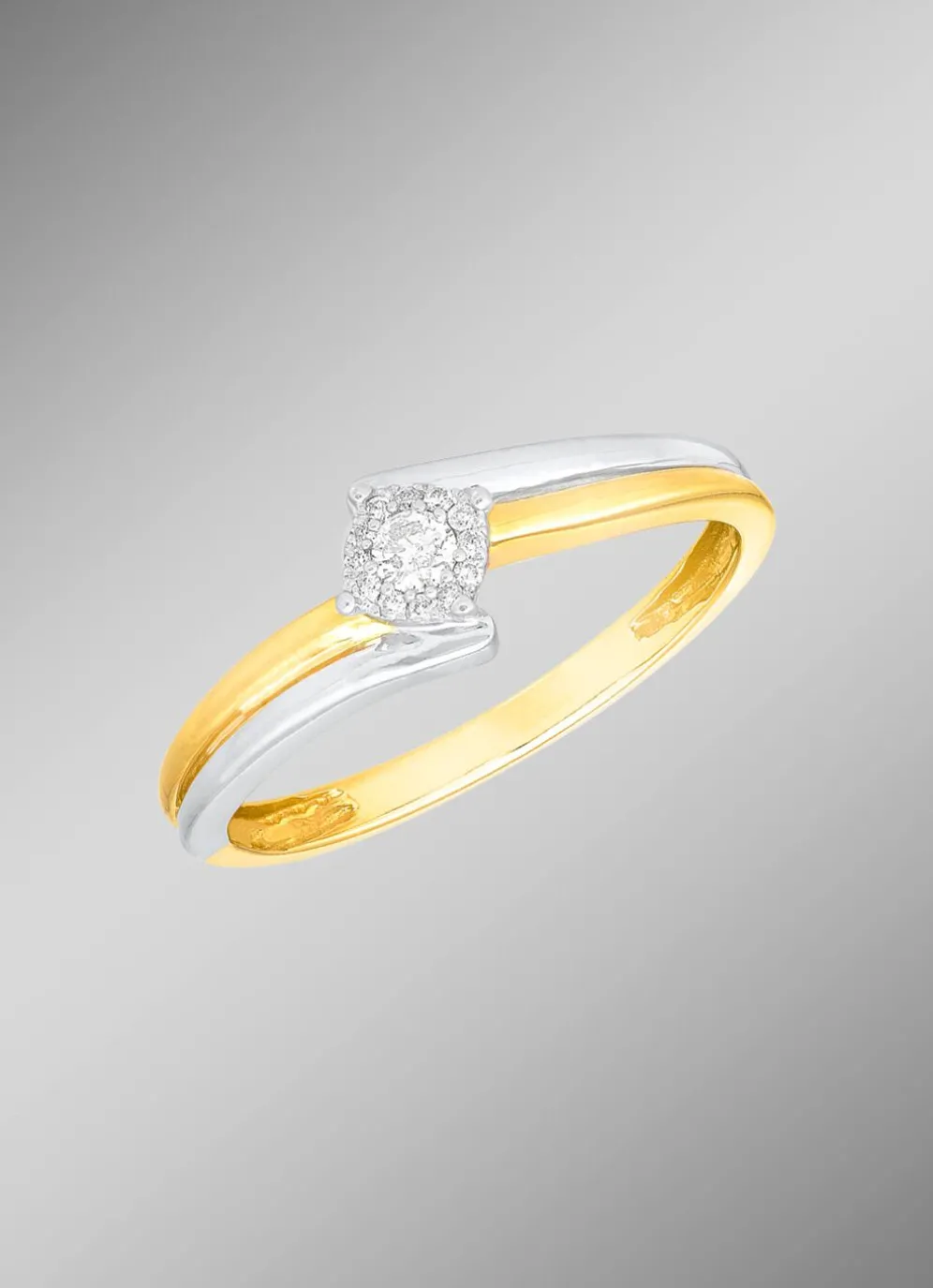 Damenring in Bicolor mit 13 Brillanten