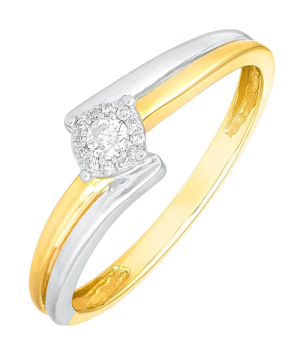 Damenring in Bicolor mit 13 Brillanten