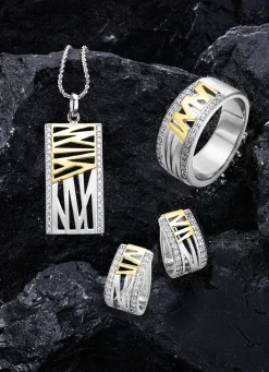 Damenring in Bicolor mit synth. Zirkonia