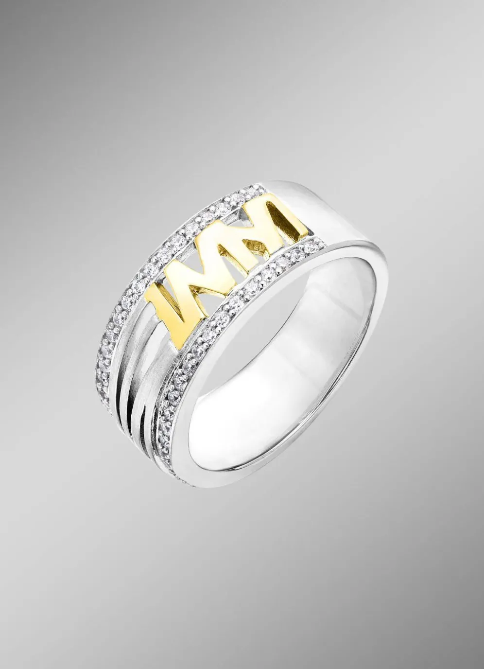 Damenring in Bicolor mit synth. Zirkonia