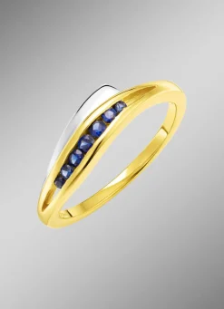 Damenring in Bicolor mit synth. Safir