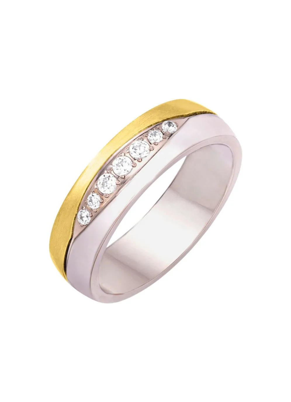 Damenring in Bicolor mit synth. Zirkonia