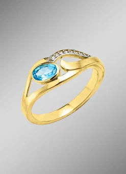 Damenring mit Blautopas und Zirkonia