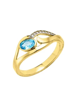 Damenring mit Blautopas und Zirkonia