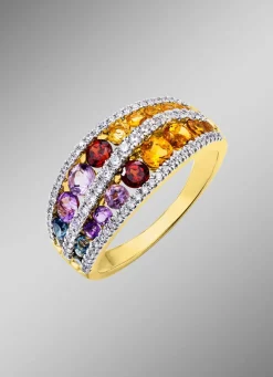 Damenring mit Brillanten und Edelsteine