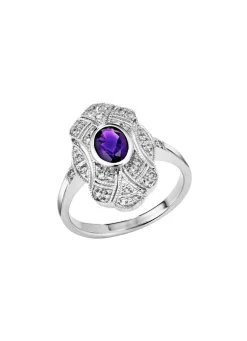 Damenring mit echt Amethyst und echt Weißtopas