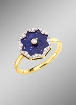 Damenring mit echt Lapislazuli, Brillanten und Diamanten