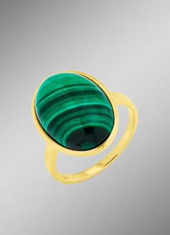 Damenring mit echt Malachit