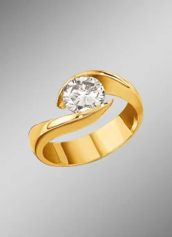 Damen-Solitärring mit champagnerfarbenem Brillant