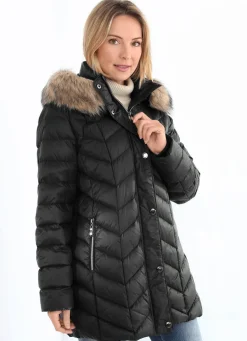 Daunenjacke mit abnehmbarer Kapuze