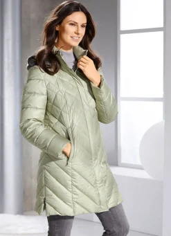 Daunen-Kurzmantel mit abnehmbarer Kapuze