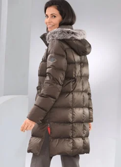 Daunen-Kurzmantel mit abnehmbarer Kapuze