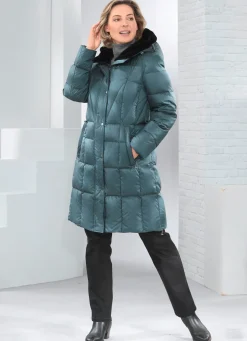 Daunen-Kurzmantel mit fester Kapuze