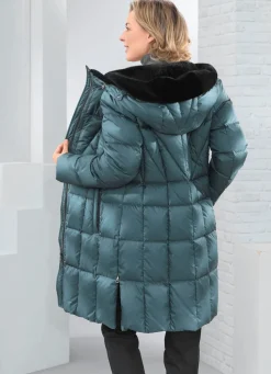 Daunen-Kurzmantel mit fester Kapuze