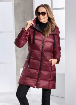 Daunen-Kurzmantel mit fester Kapuze