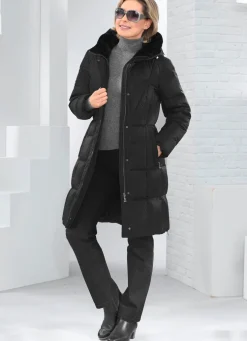 Daunen-Kurzmantel mit fester Kapuze