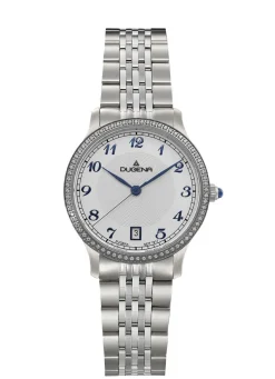 Dugena-Quartz-Damenuhr mit Edelstahlbandgehäuse