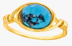 Edle Unikate: Damenring mit Türkis, beh., und mit Matrix