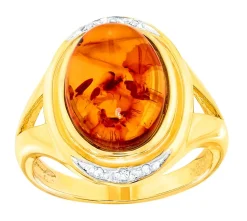 Edler Damenring mit echt Bernstein