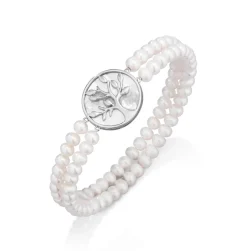 Elastisches 2-reihiges Armband mit Süßwasser-Zuchtperlen