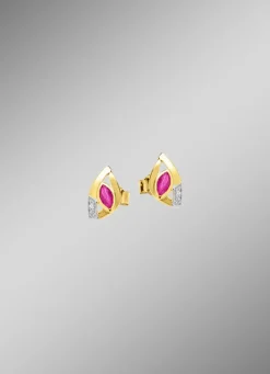 Elegante Ohrstecker mit Rubin und Zirkonia