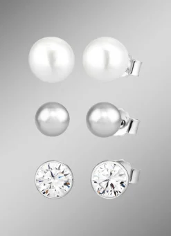 Elegantes Ohrstecker-Set aus Silber, 3 Paar